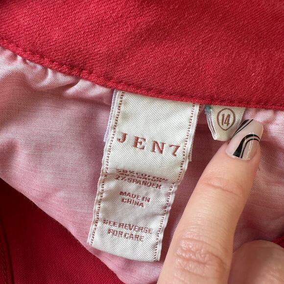 Jen 7 cropped skinny jeans red size 14 high rise plus size seven for all mankind - Picture 4 of 4